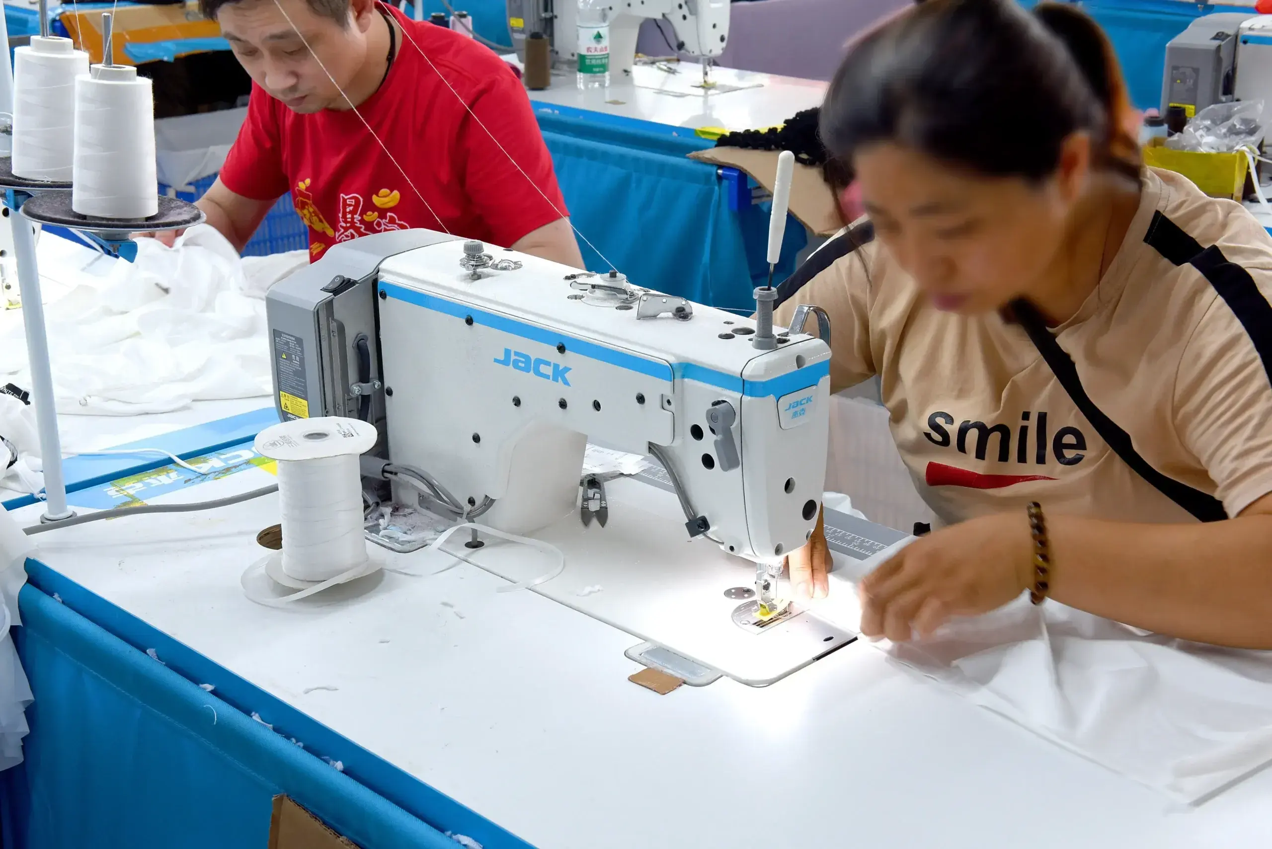 Sewing area in the STX clothing factory