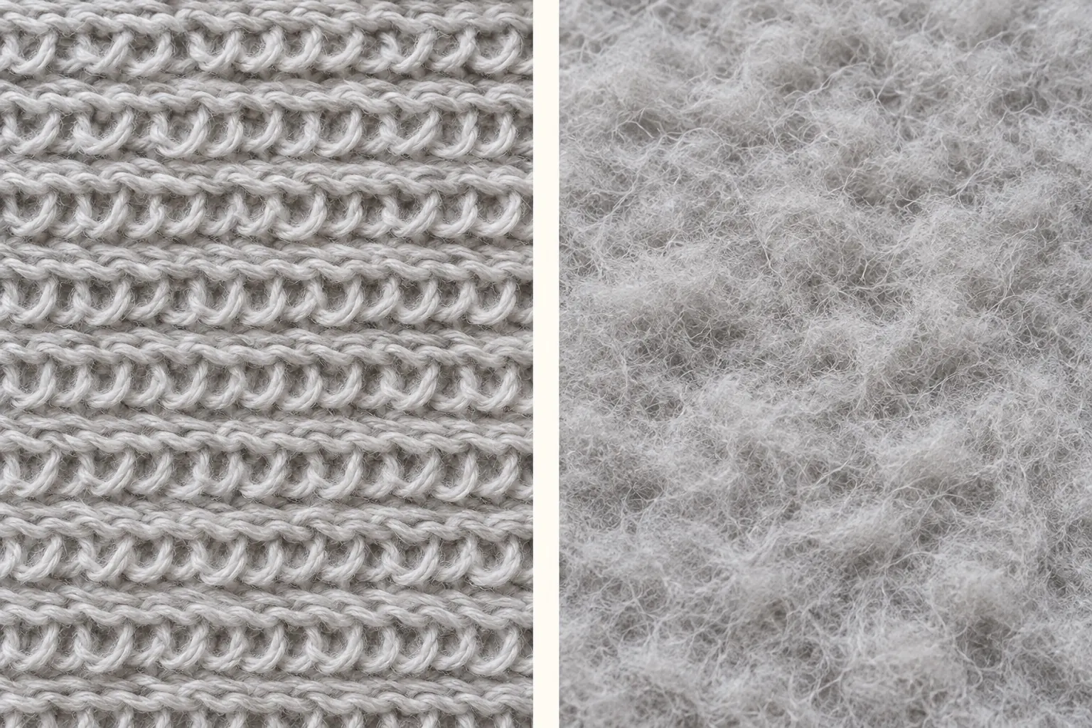 French terry vs fleece hoodies: loop texture beside raised fleece fibers